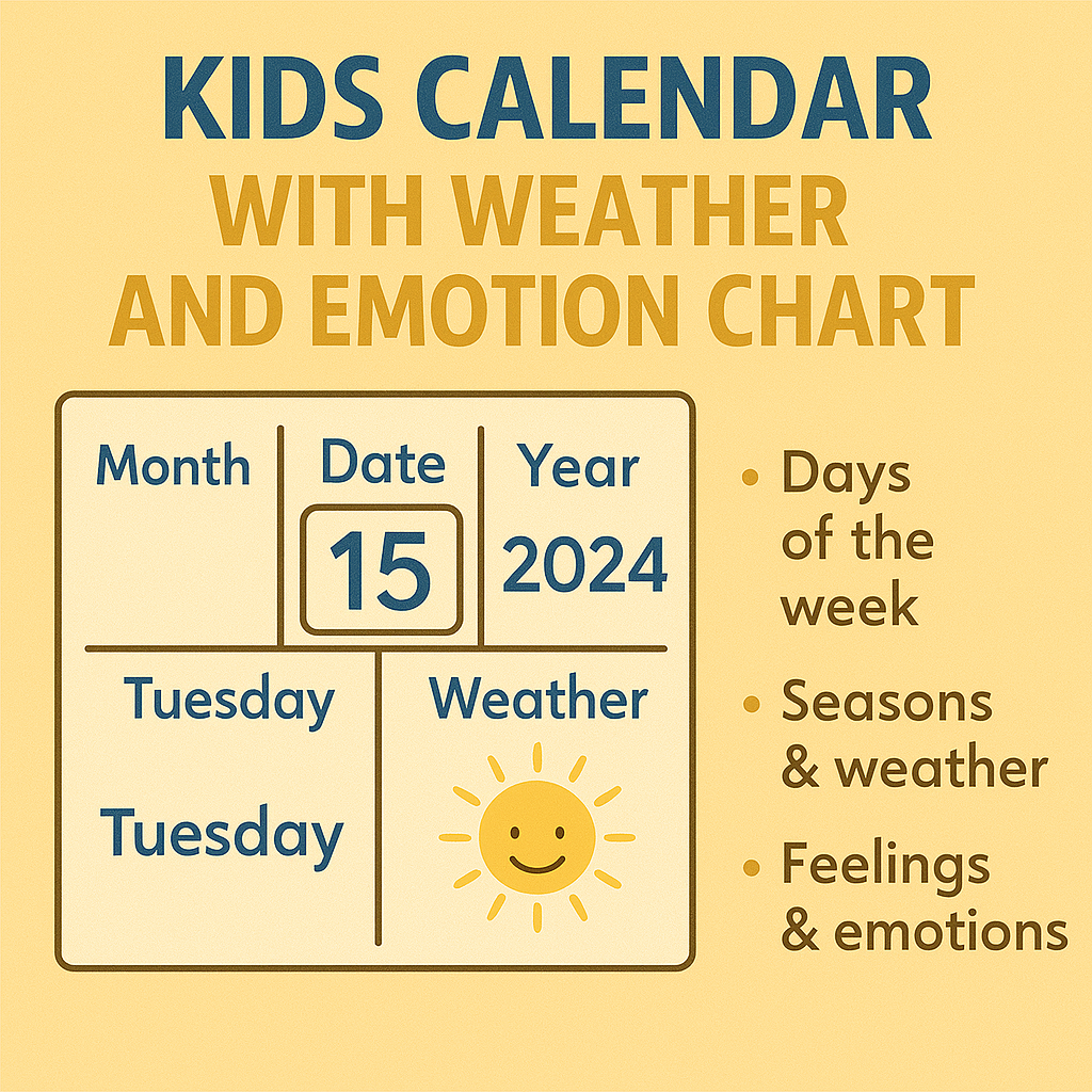 Kids calendar with weather and emotion chart