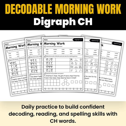 Morning Work - Decodable Words, Sentences and Word Problems to 10