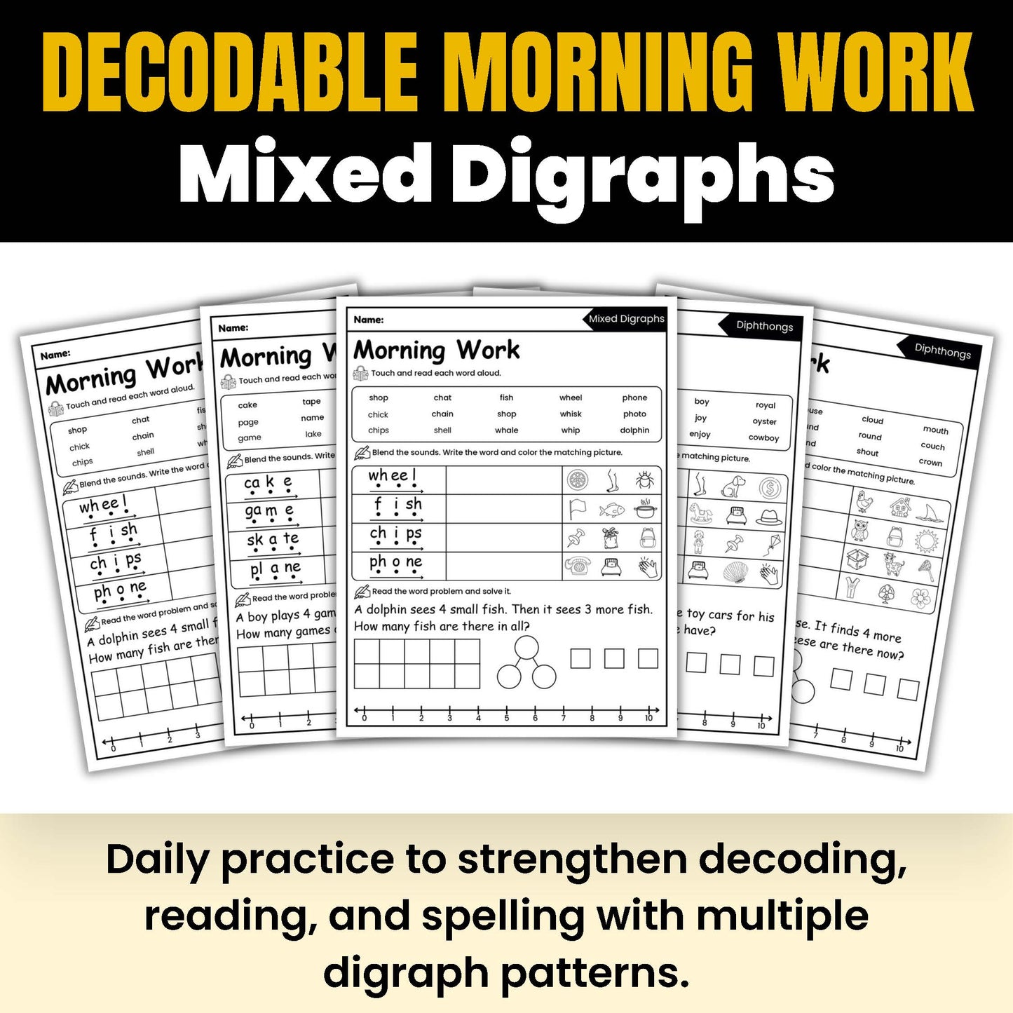 Morning Work - Decodable Words, Sentences and Word Problems to 10
