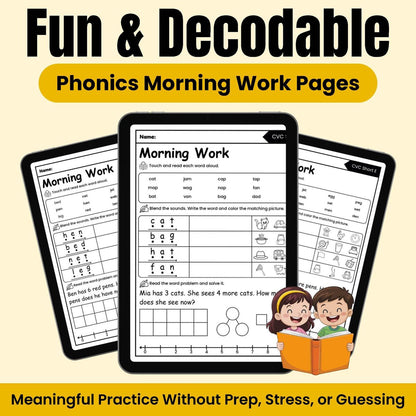 Morning Work - Decodable Words, Sentences and Word Problems to 10