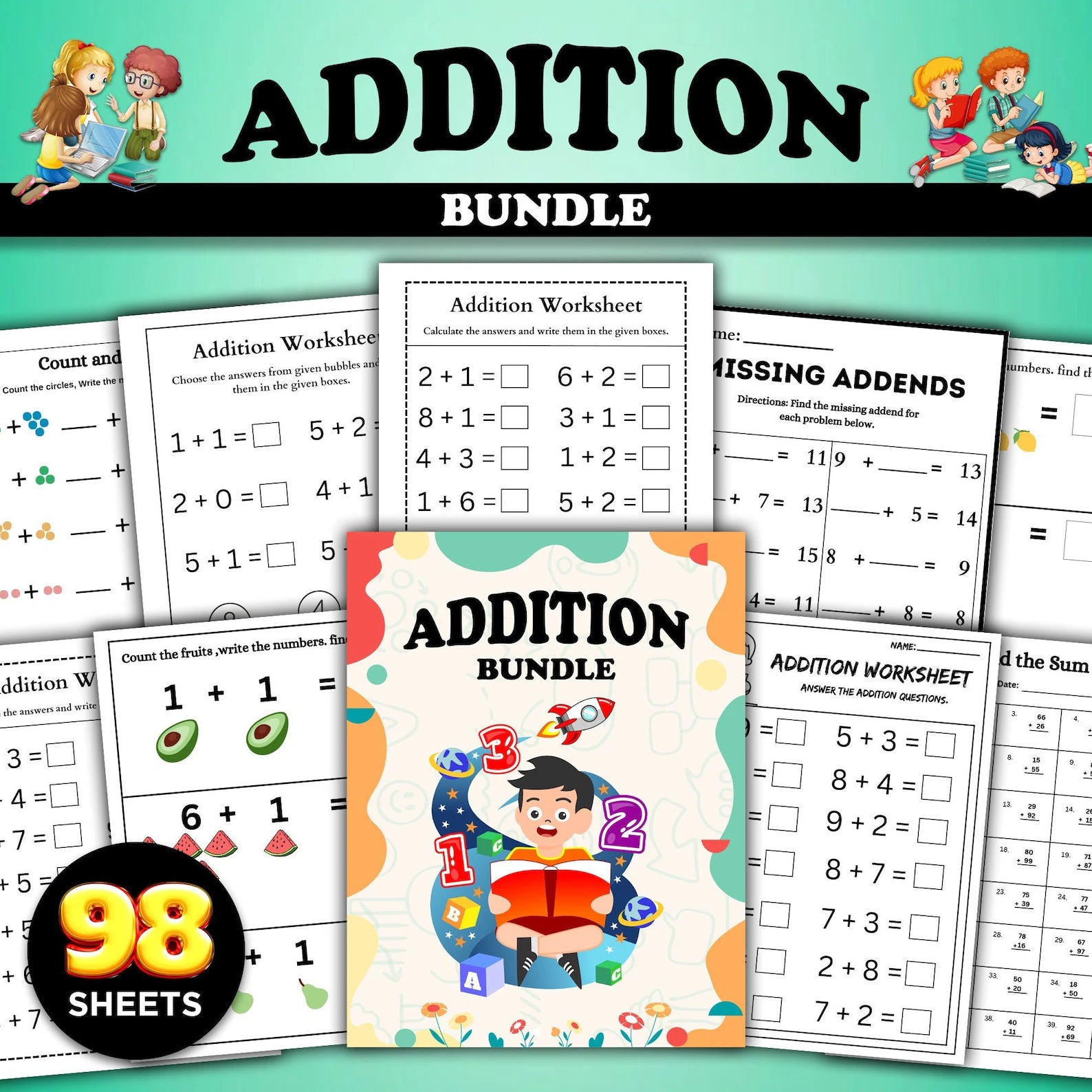 98 Printable Addition Worksheets – My Nerdy Tutor